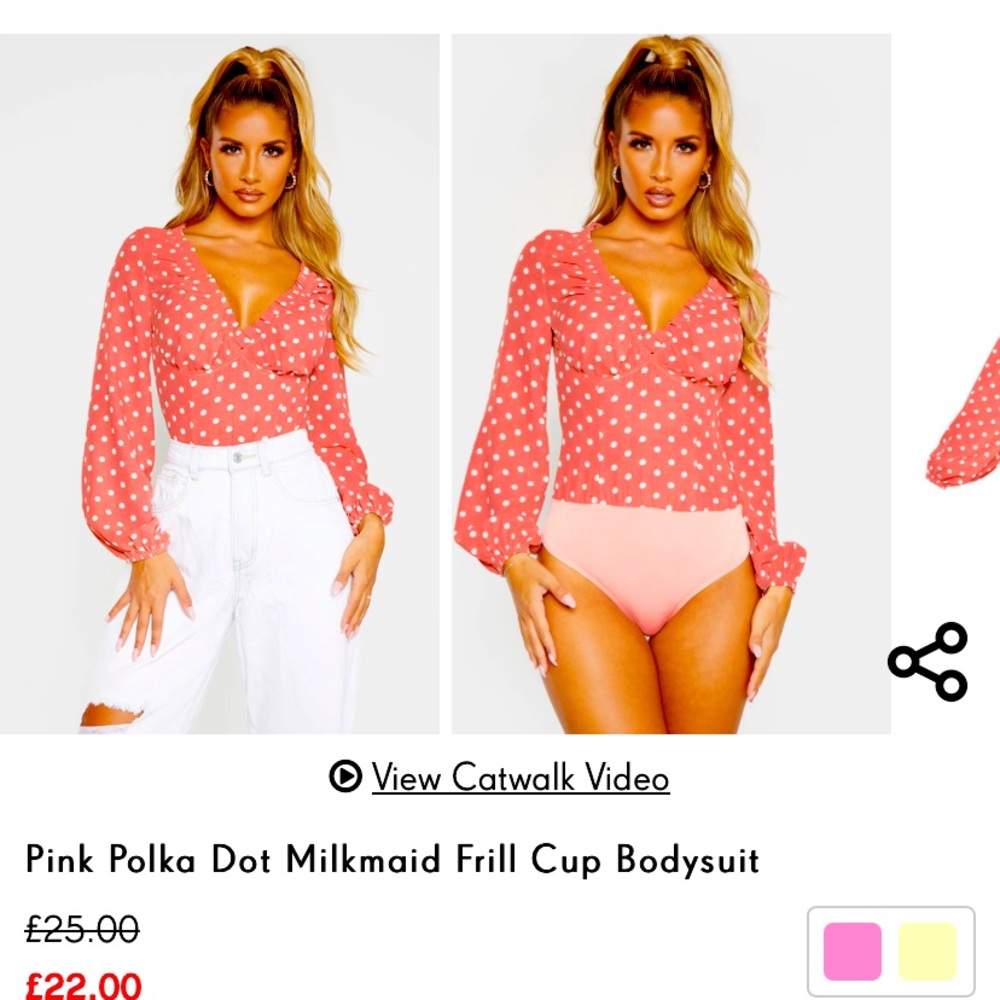 Pink Polka Dot Milkmaid Frill Cup Bodysuit
